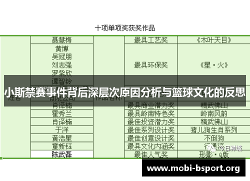 小斯禁赛事件背后深层次原因分析与篮球文化的反思