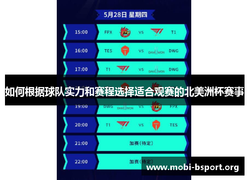 如何根据球队实力和赛程选择适合观赛的北美洲杯赛事 如何根据球队实力和赛程选择适合观赛的北美洲杯赛事